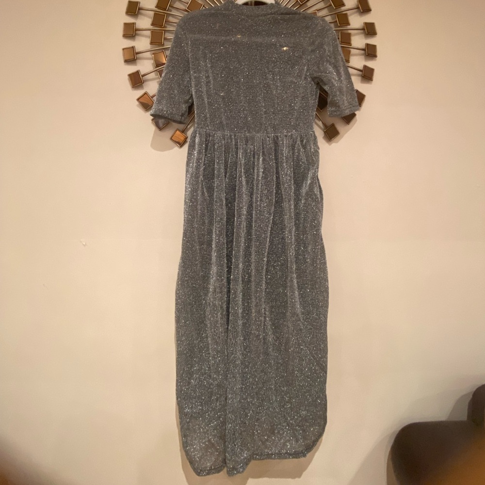 midi dress.  black with silver glitter.  like new